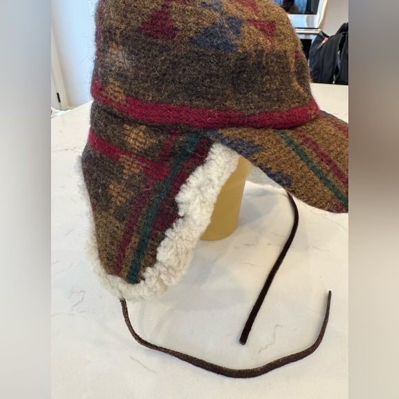 Vintage Mad Bomber Wool Plaid Sheep Crown Lining Leather Ties / large - Picture 10 of 11